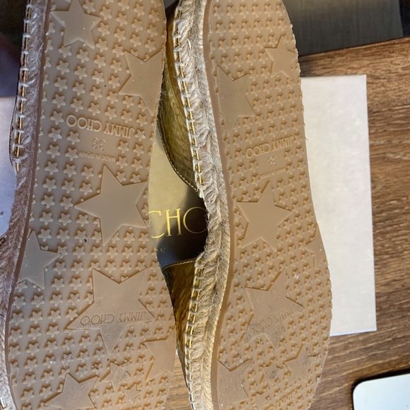 Authentic Jimmy Choo Dreya Gold Leather Espadrille - Picture 2 of 4